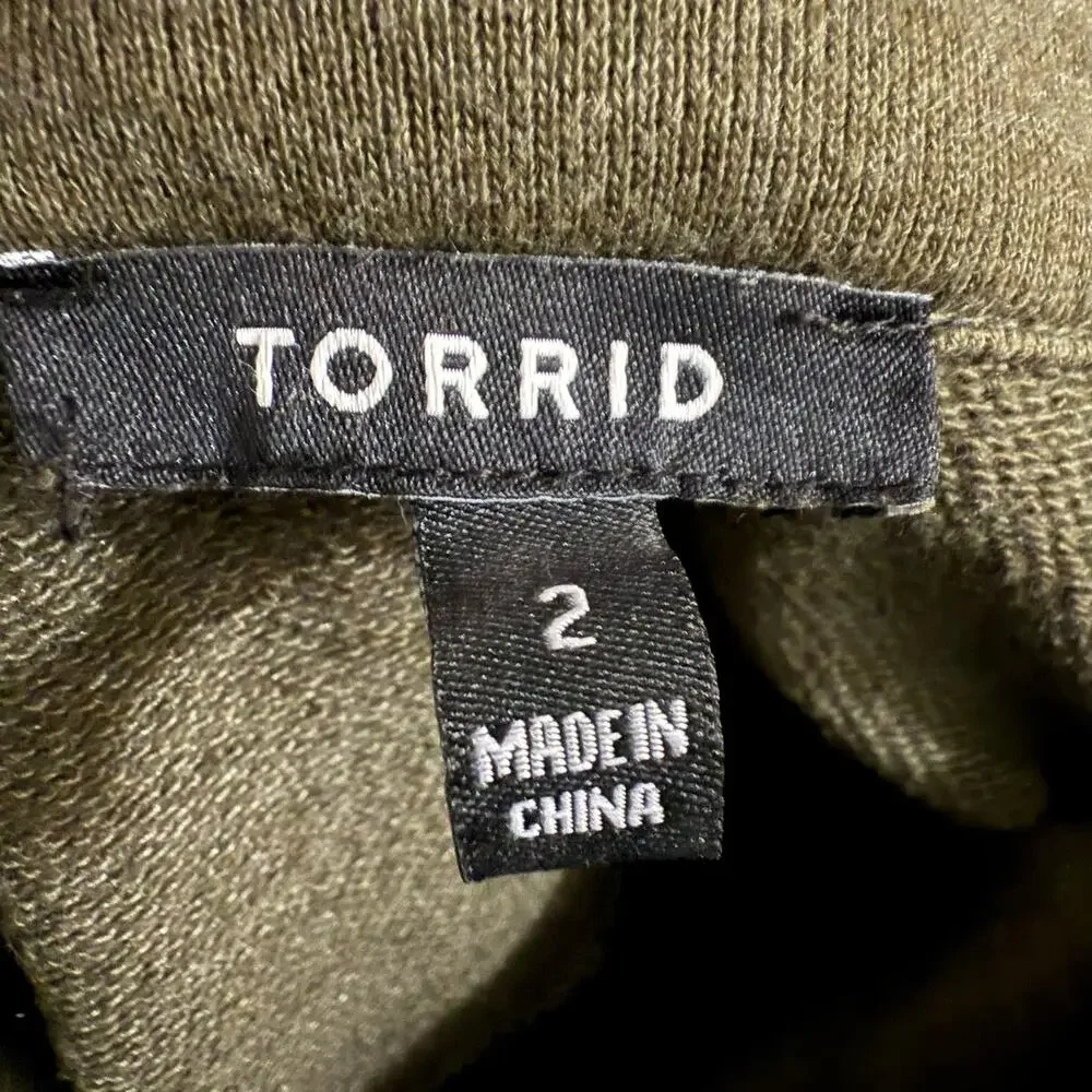 Torrid french terry knit utility zip shirt jacket shacket snap pockets plus 2X - Picture 7 of 10